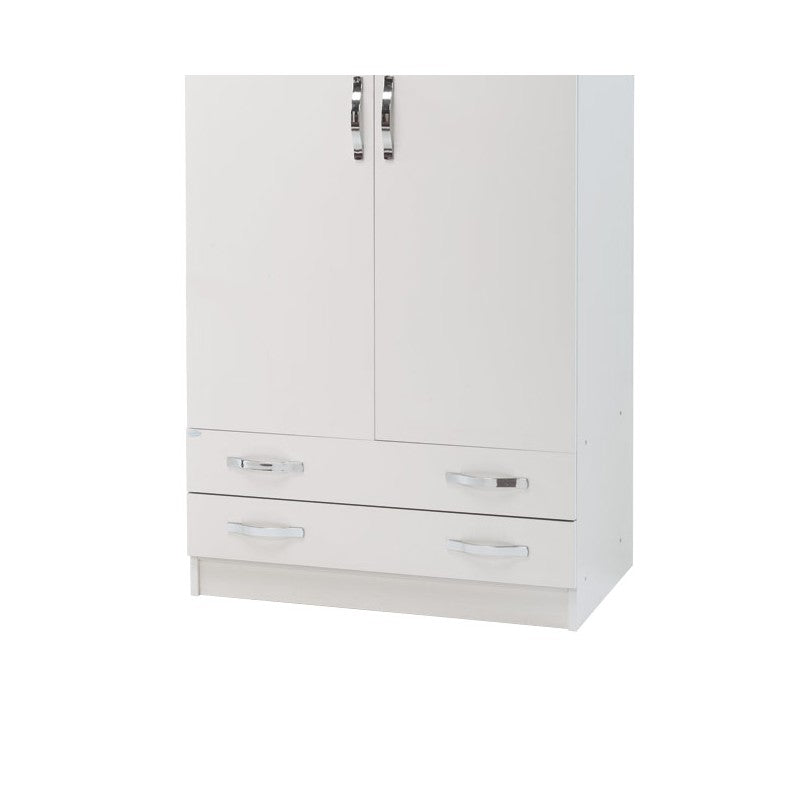 Armoire 2 portes avec commode en frêne blanc 91x52xH 210 cm