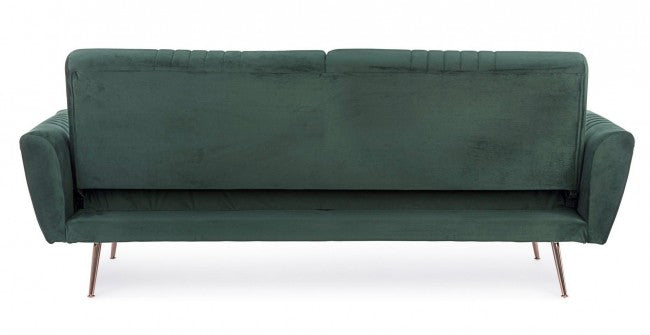 Canapé lit trois places en velours Vert Foncé JOHNNY 210x83x h85 cm