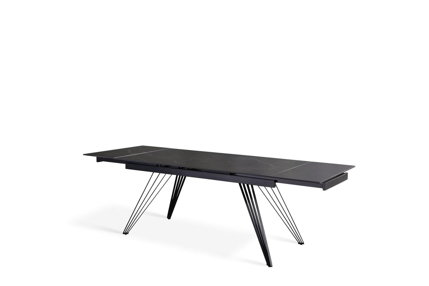 Table extensible noir mat 90 cm x 160-240 cm H. 76 cm