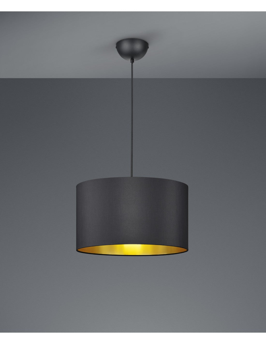 Suspension Hostel Métal Noir-Or H150 cm Ø40 cm Trio Lighting