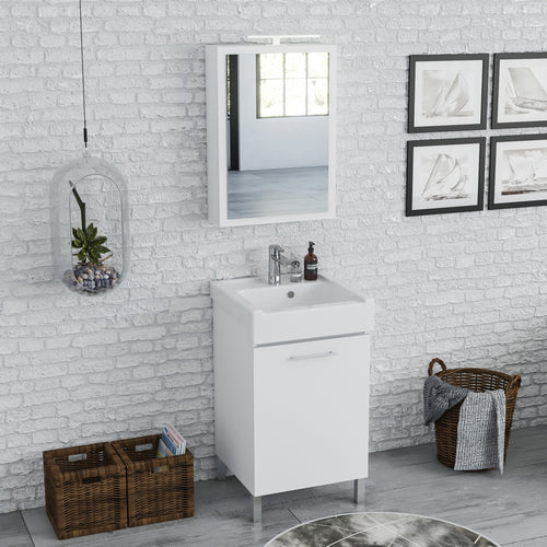 Meuble de lavage avec évier en céramique - Classic blanc 50x50 cm