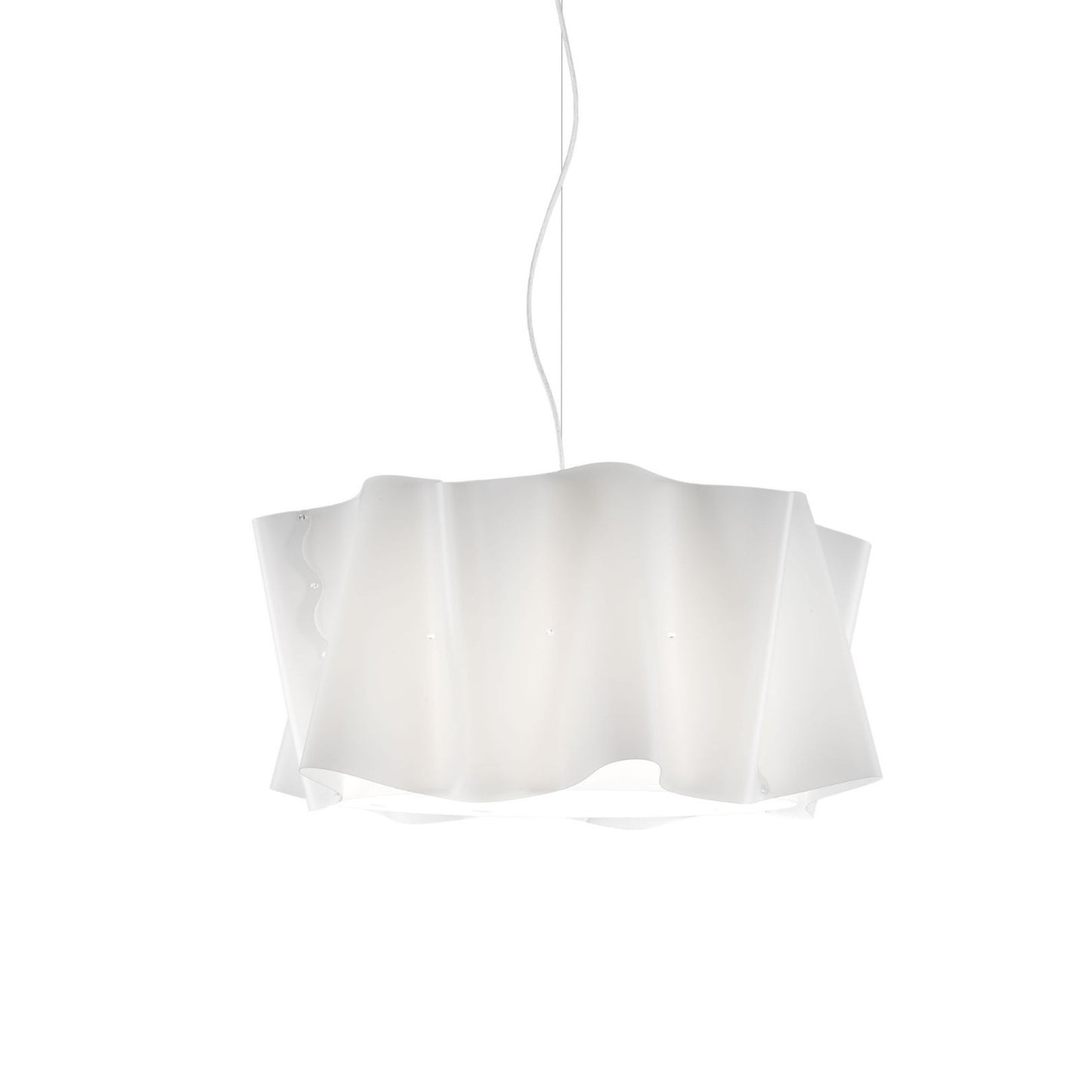 Suspension blanche en métal chromé Cm. 50 x 27h