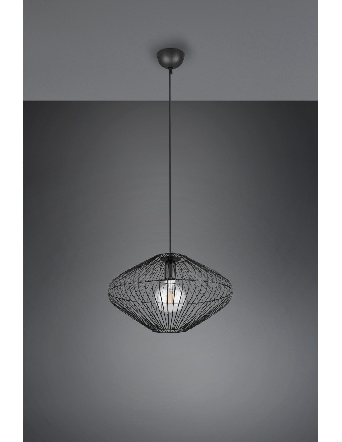 Cobain Trio Lighting Lustre à suspension en forme de cage en métal noir