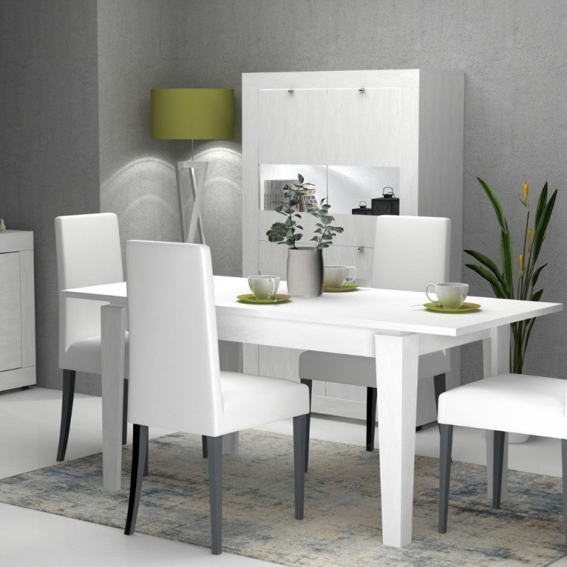 Table extensible Mélèze Blanc MEGARON 120-160X80 cm