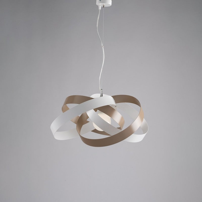 Lustre à suspension moderne en fer blanc et gris tourterelle, une lumière 54x h25 cm