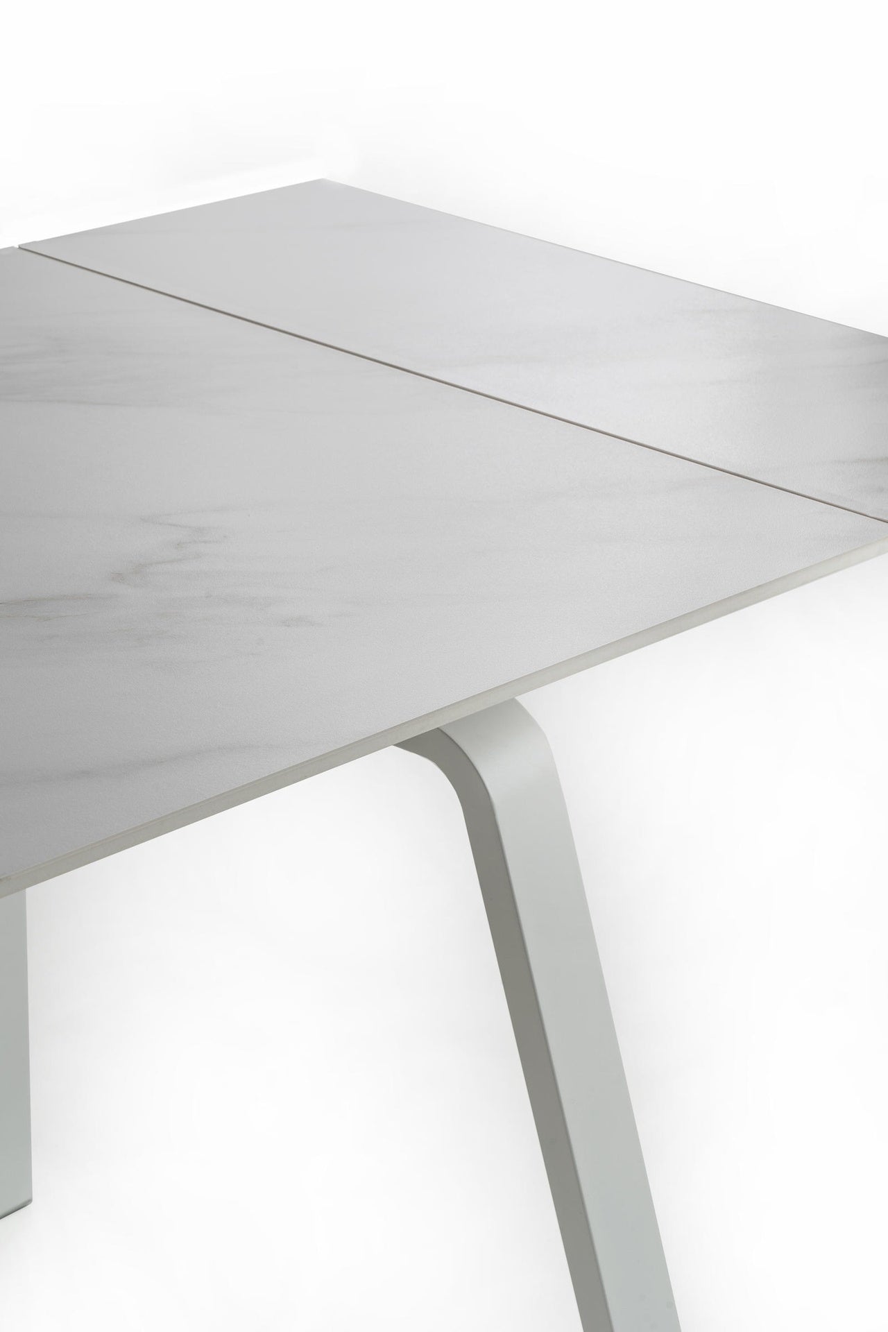 Table extensible avec plateau en pierre effet marbre blanc 140/200x80x76h cm