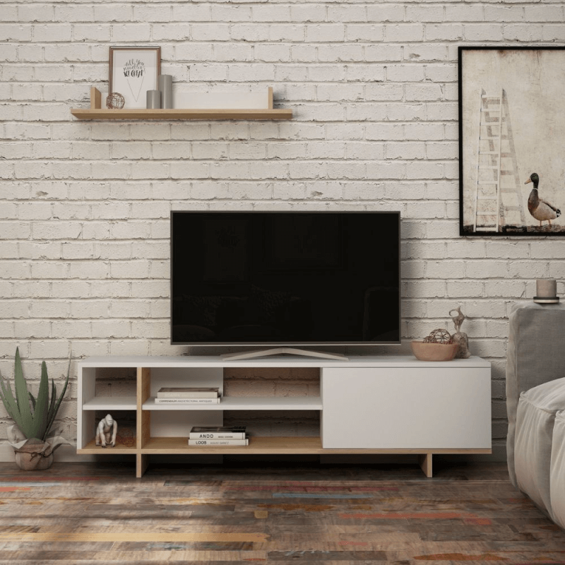 Meuble TV Stockton en chêne blanc