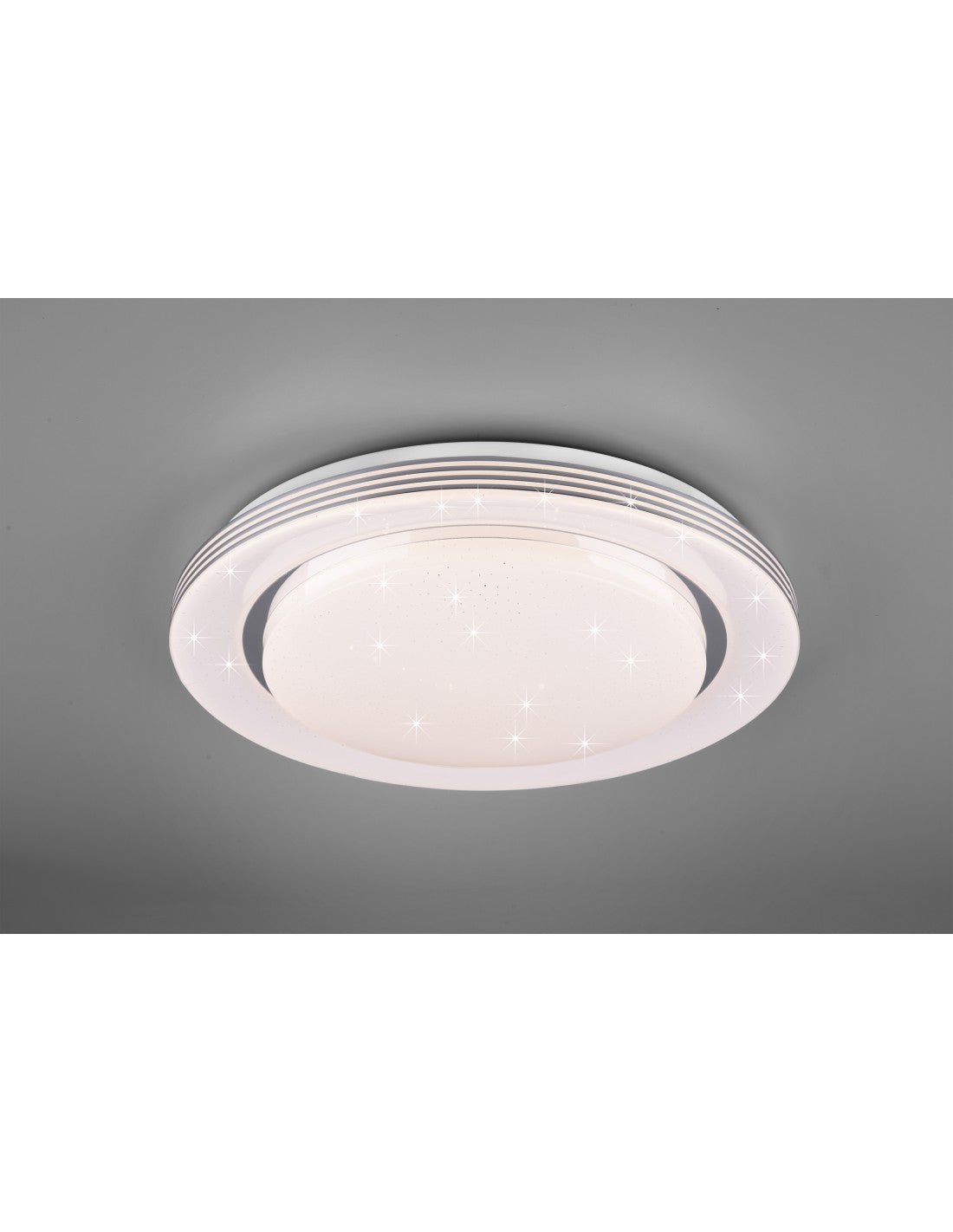 Grand Plafonnier Moderne Atria LED Variateur Effet Étoile Blanc Trio Éclairage