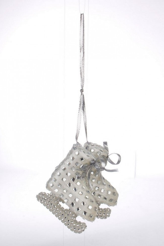 8x pendentif patin en cristal