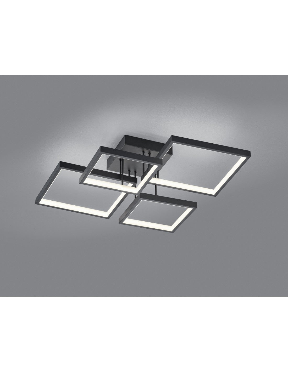 Plafonnier LED Sorrento 4 Carrés 52x52 cm Noir Trio Lighting
