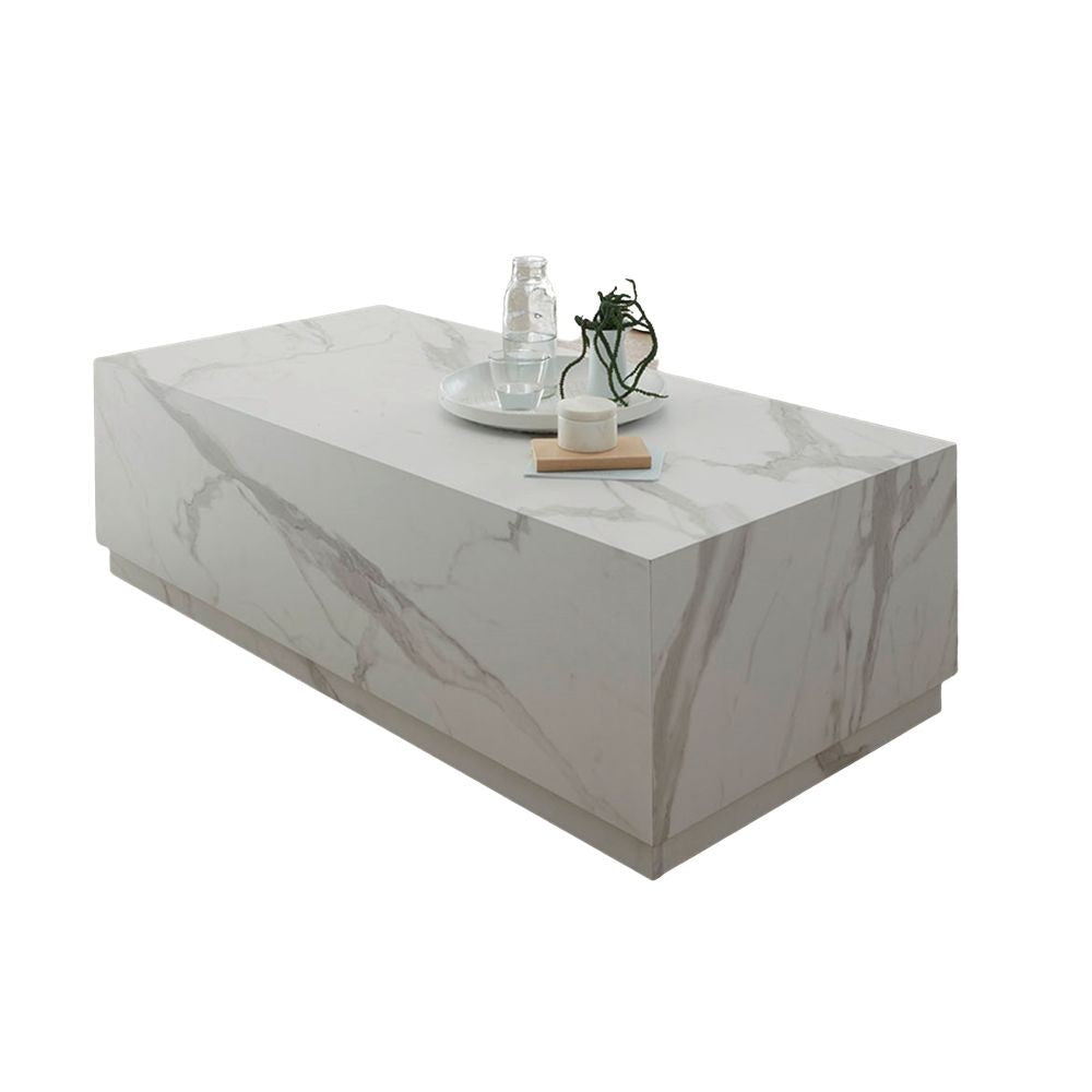 Table de salon Marko effet marbre blanc