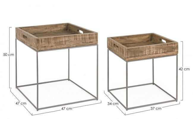 Ensemble de 2 tables basses en bois de style industriel