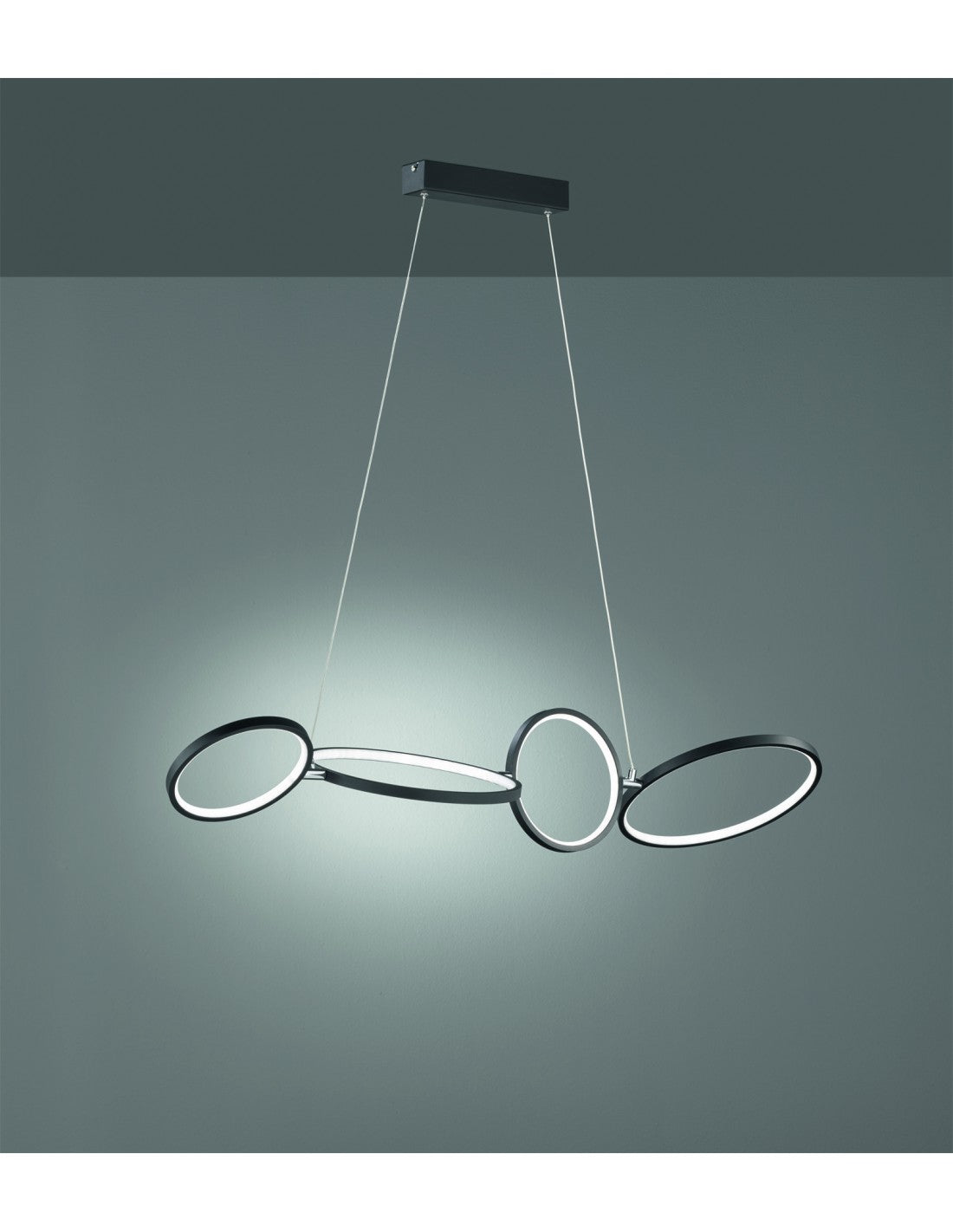 Suspension Rondo 4 Cercles LED Noirs L110 cm Trio Lighting