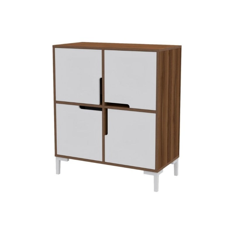 Étagère à chaussures 4 compartiments Wind Tower en noyer blanc 90x45xh.90 cm