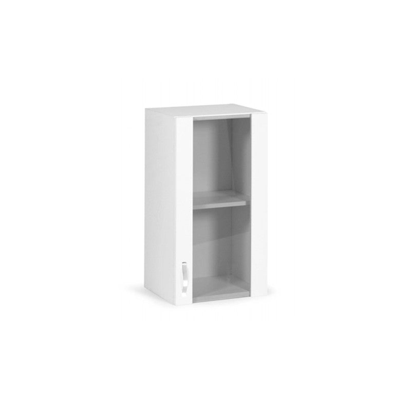 Meuble vitrine mural Frêne Blanc 1 porte en bois mélaminé h.72x40x32cm