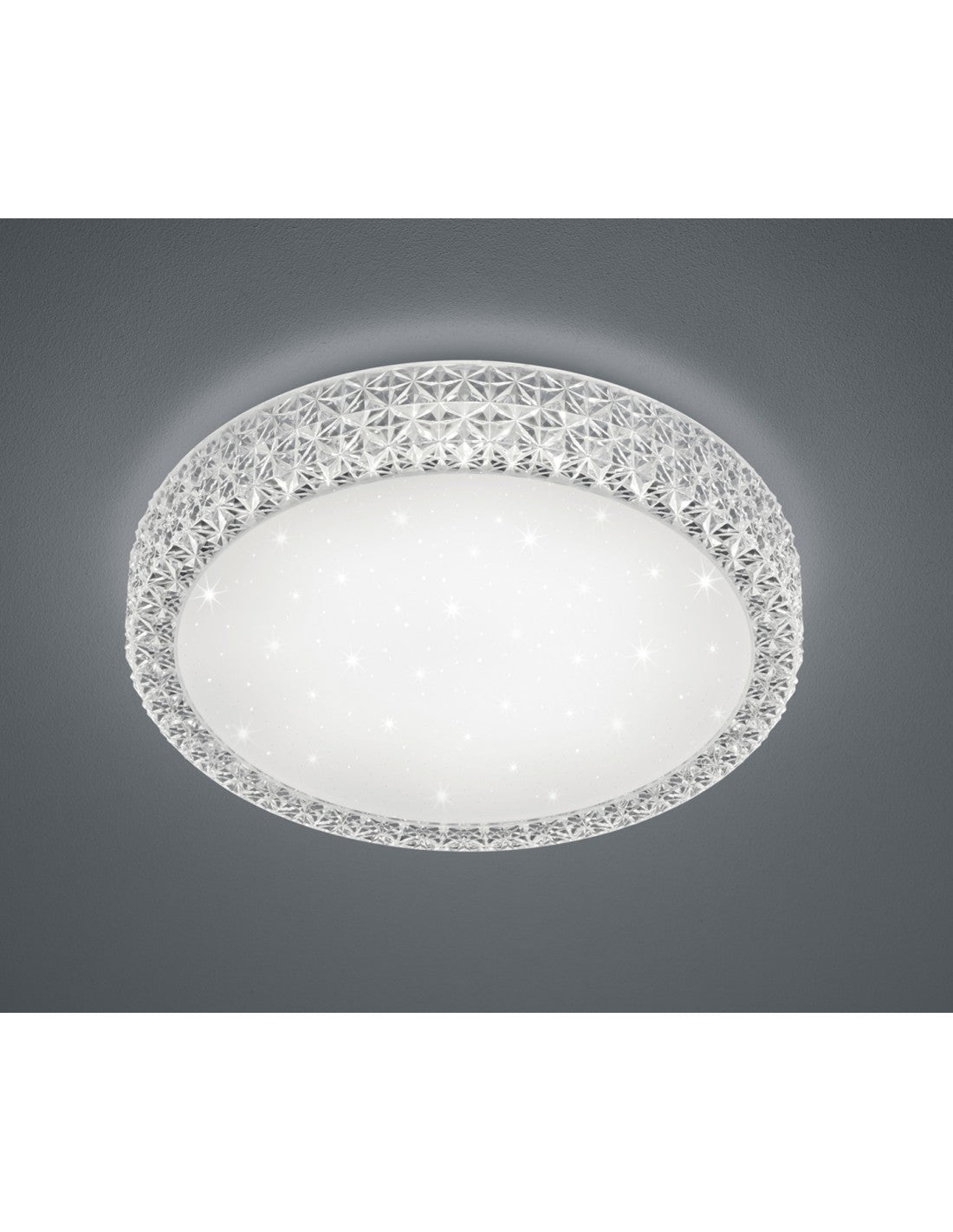 Plafonnier LED Multifonction Pegasus Effet Cristal Blanc Ø60 cm Trio Lighting