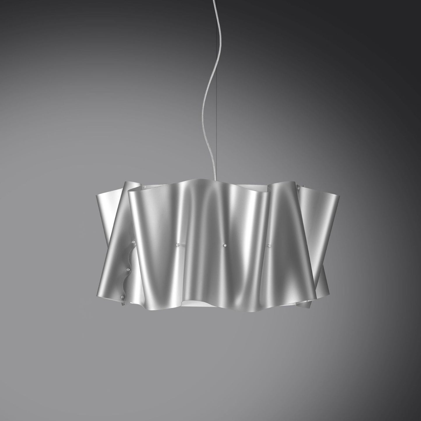 Suspension argentée en métal chromé Cm. 50 x 27h