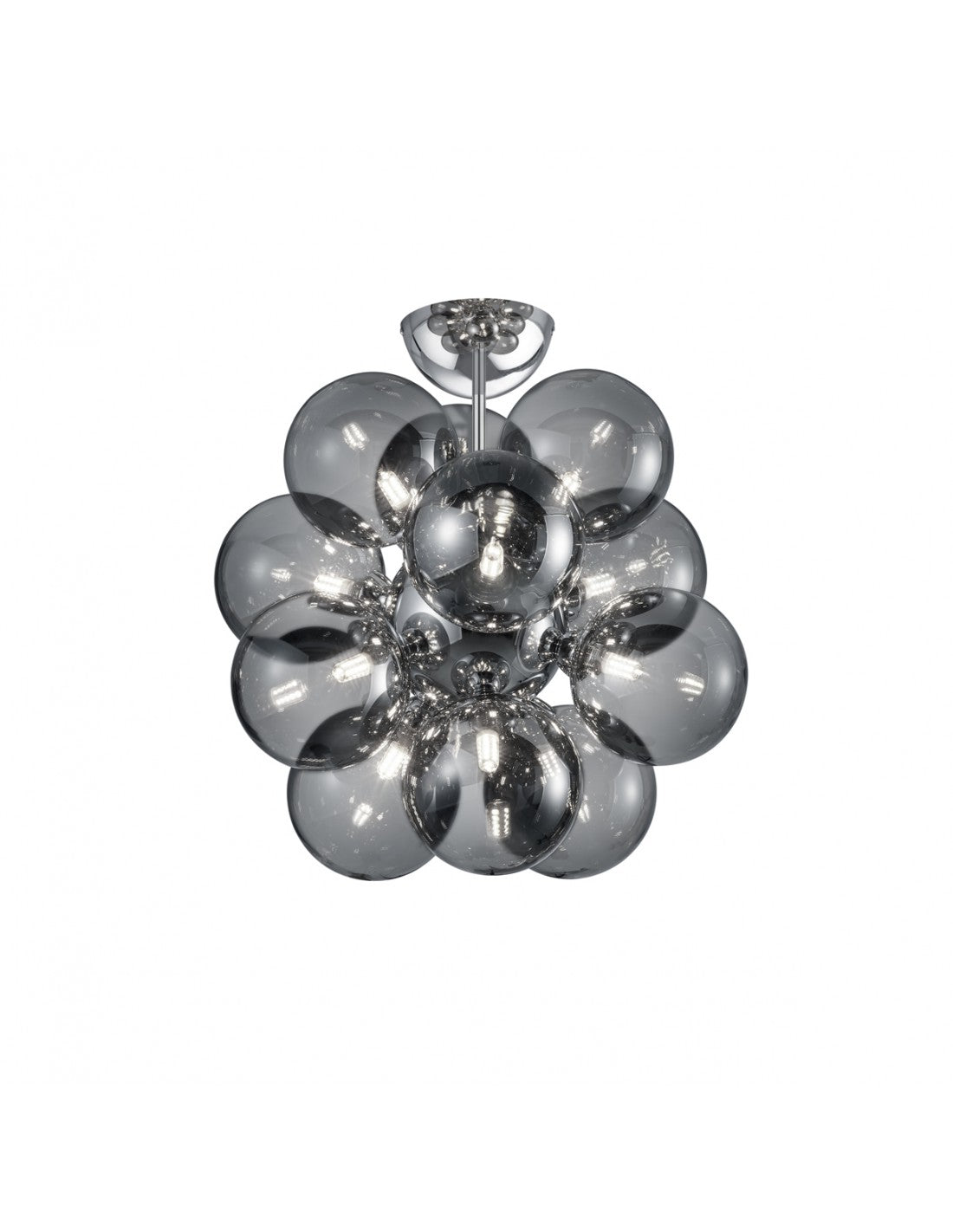 Plafonnier Alicia Chrome Cluster 12 Sphères Verre Fumé Trio Lighting