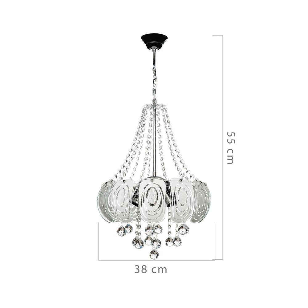 Yon MDL3973 plafonnier argenté décoré de pierres effet verre et cristal