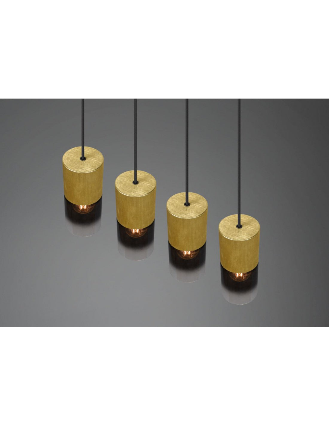 Lampe à Suspension Island 4 Cylindres en Laiton avec Éclairage Robin Trio en Verre Fumé