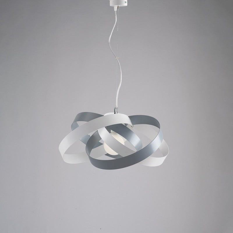 Lustre à suspension moderne en fer blanc et gris, une lumière 54x h25 cm