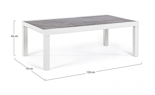KLEDI LUNAR Table basse d'extérieur en aluminium blanc 120x70x h43 cm