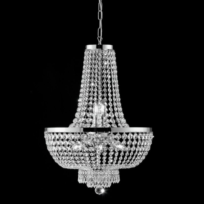 Lustre impérial en fer et laiton chromé à huit lumières 50x h74 cm