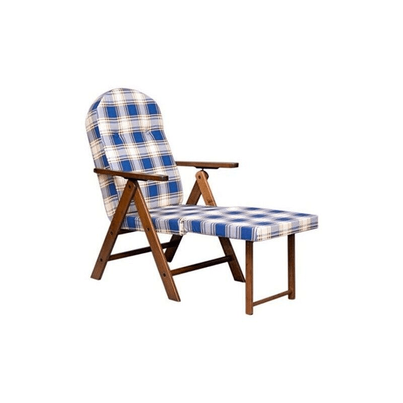 Fauteuil Amalfi avec repose-pieds tartan bleu