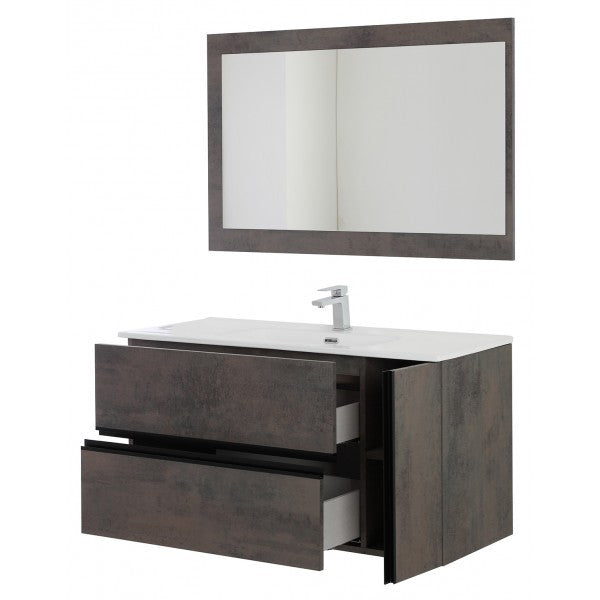 Composition de salle de bain couleur frêne avec deux tiroirs et une porte 110x46x h57 cm