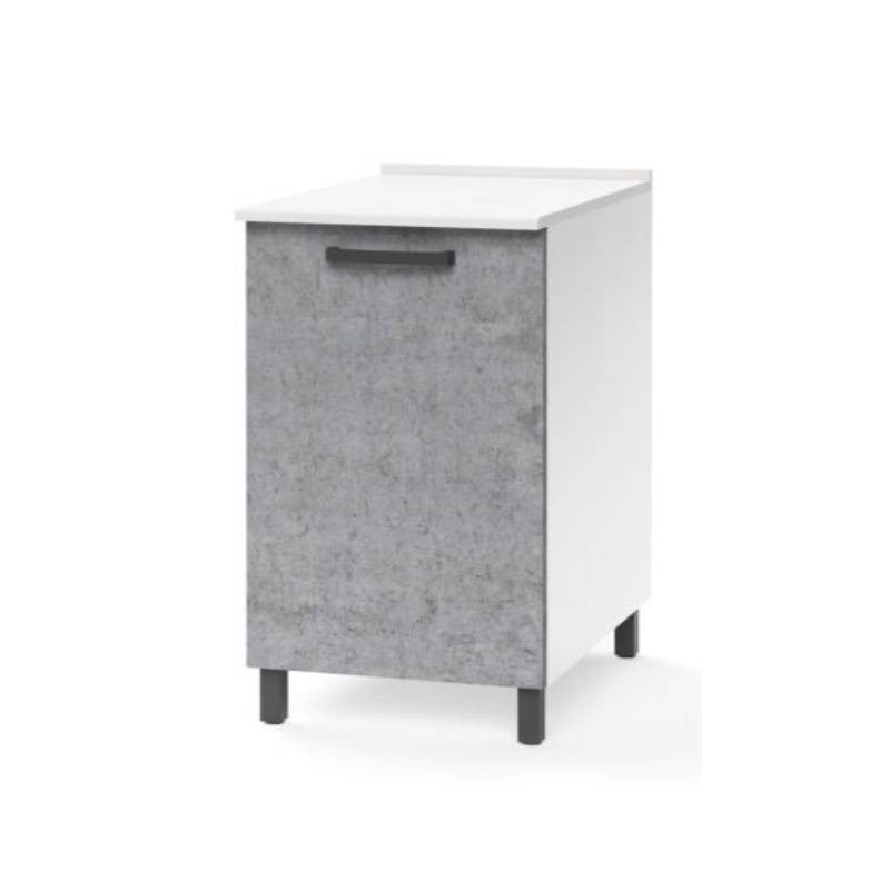 Base de cuisine gris béton avec 1 porte 60x50xH 85 cm