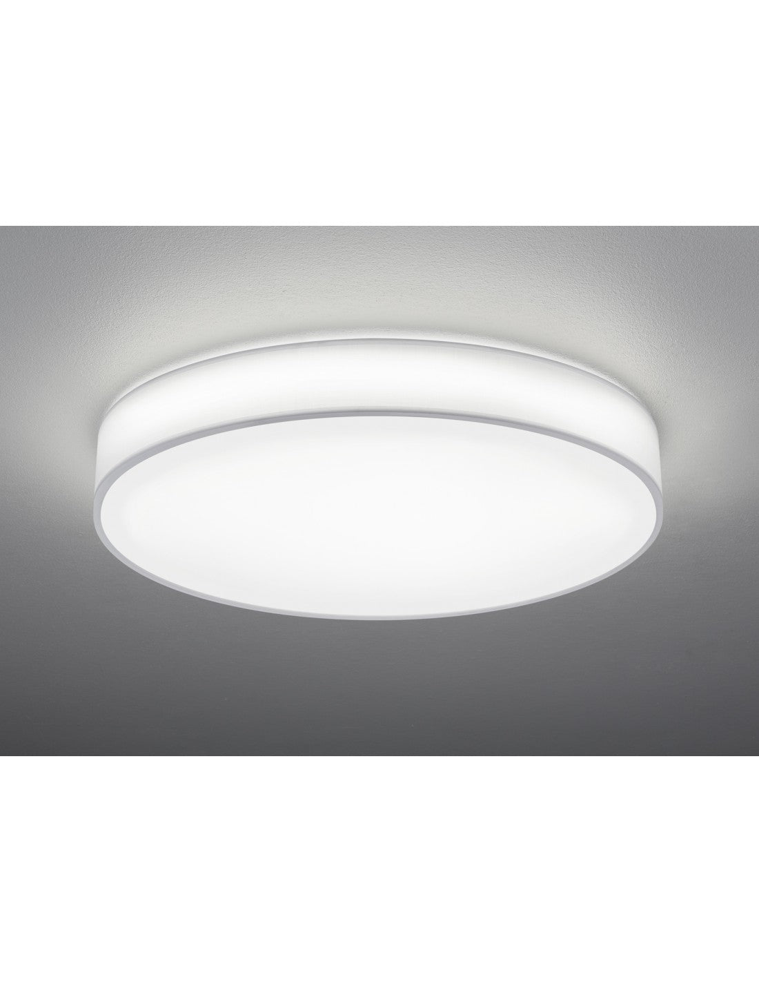 Plafonnier LED avec abat-jour Lugano en tissu blanc Ø75 cm Trio Lighting