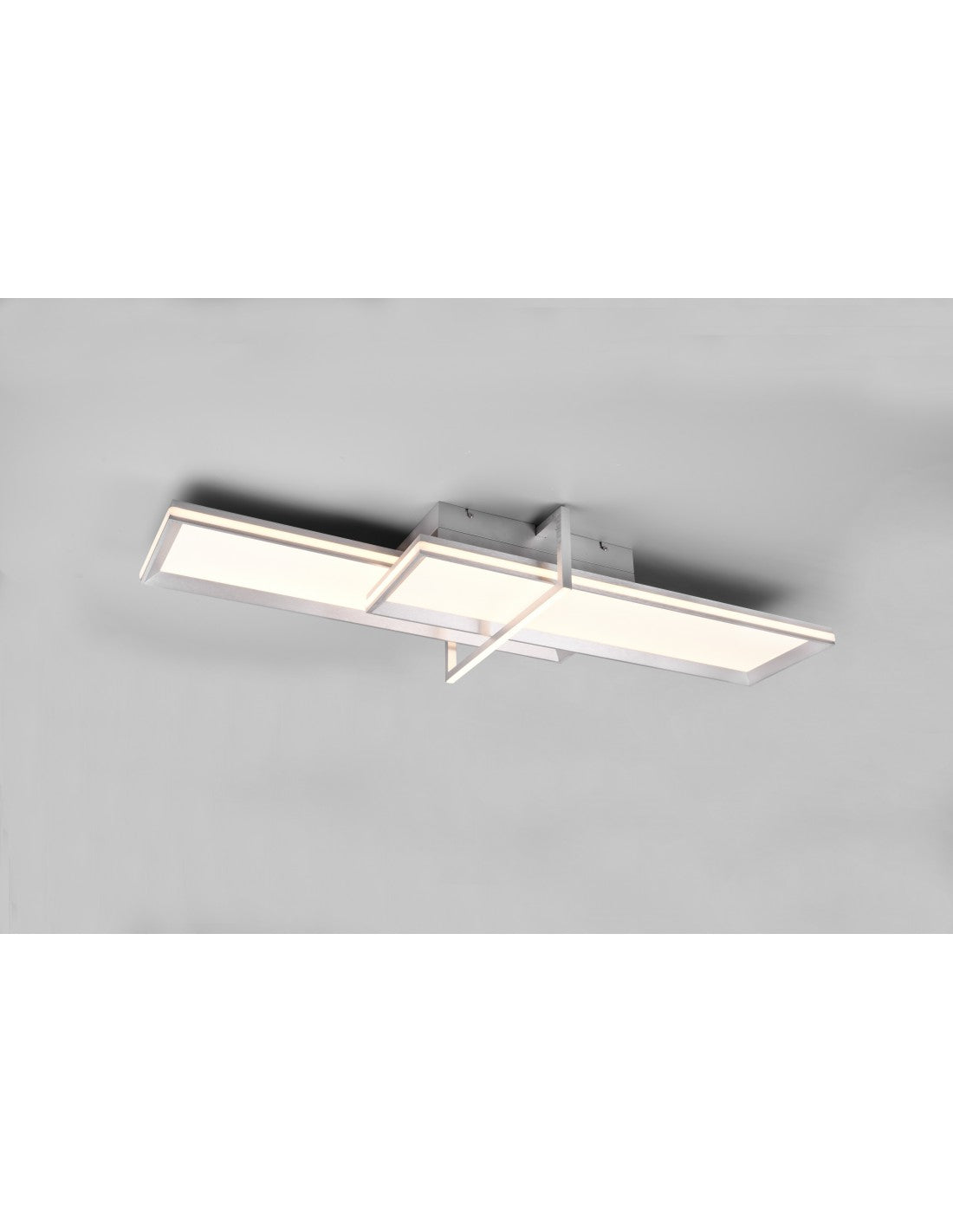 Plafonnier 2 Rectangles LED Variateur Charleston Aluminium Trio Lighting