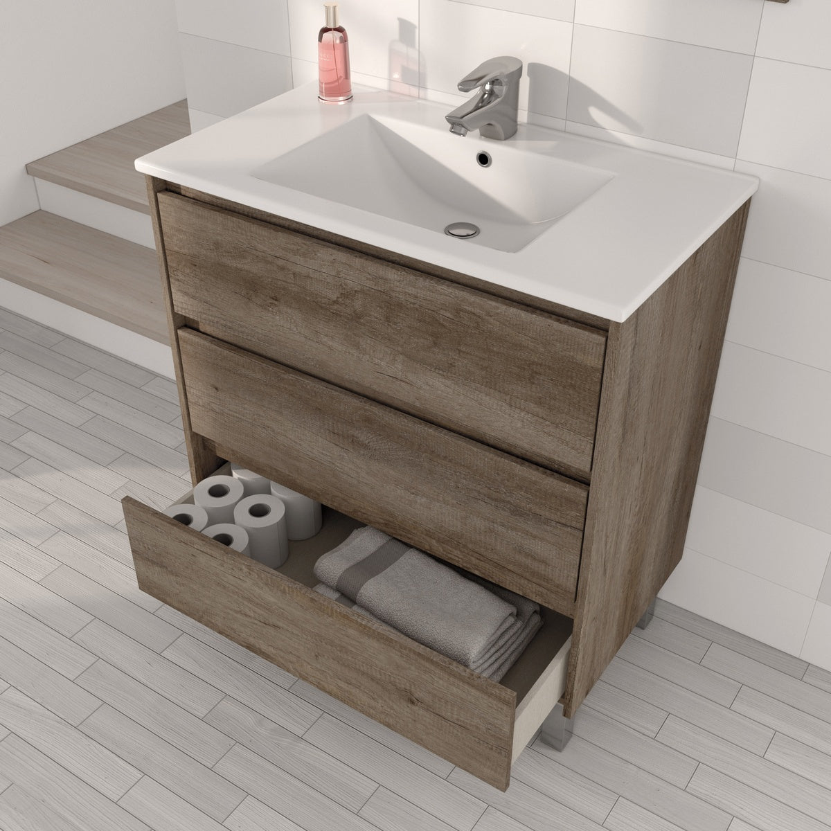 Armoire de salle de bain Dakota/Drake 3 tiroirs (à assembler)