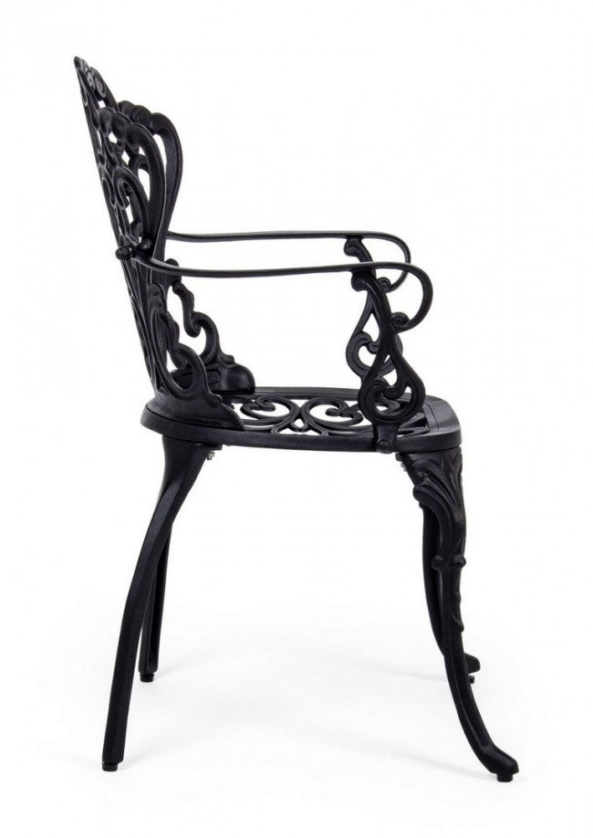 Chaise baroque extérieure en aluminium anthracite 57,5x 58 x 87,5h cm