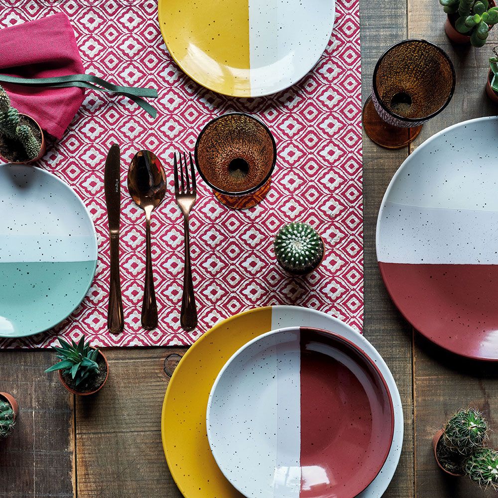 Service De Table 18 Pièces Couches Grès Multicolore