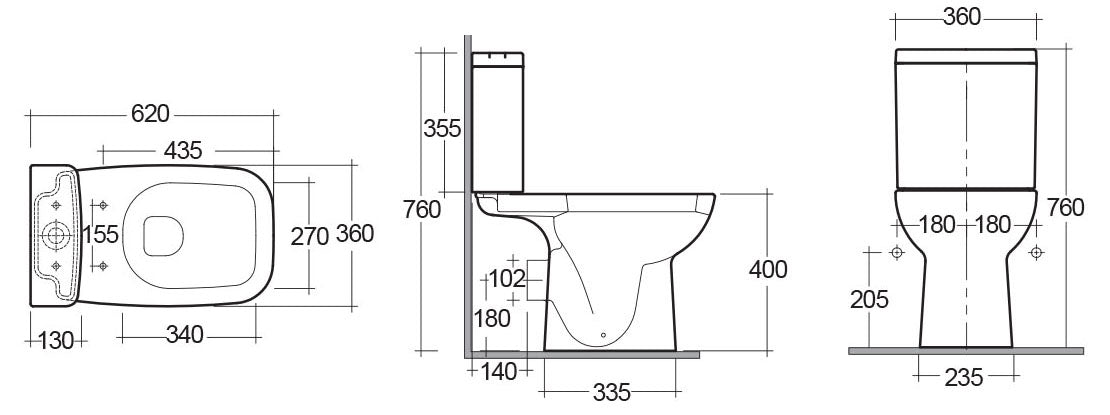 WC monobloc original avec évacuation murale