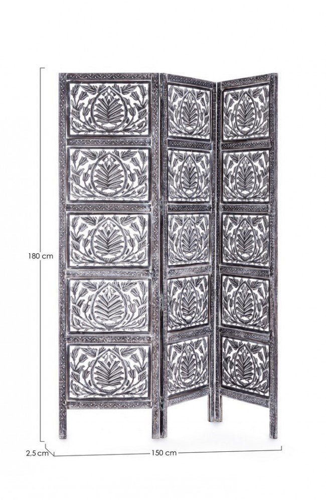 Darika style fusion 3 portes paravent gris antique