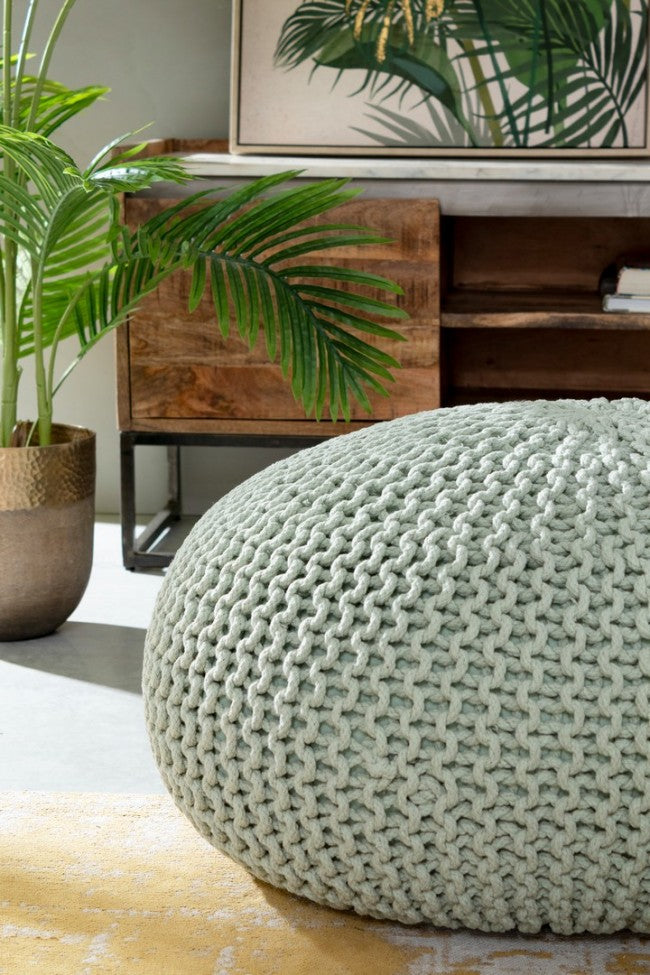 Pouf tressé menthe Bizzotto 80 cm