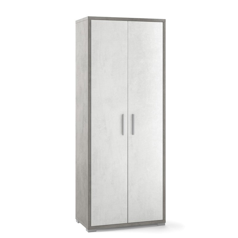 Armoire polyvalente deux portes en ciment blanc 71x41x h182 cm
