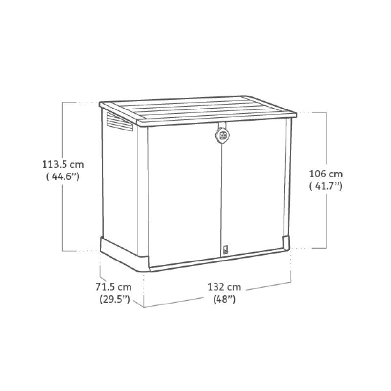 Porte-outils en résine cadenassable à ranger noir et gris 132x71,5xh.113,5 cm