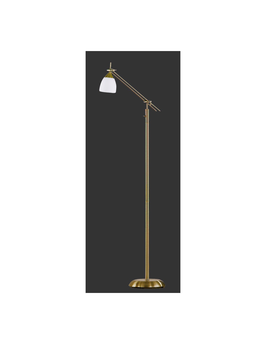 Lampadaire Icaro en laiton vieilli et spot en verre blanc mat H165 cm Trio Lighting