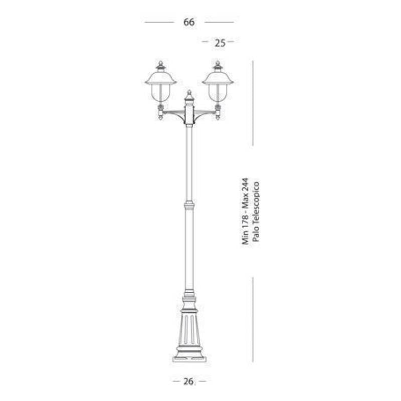 Mât avec structure en aluminium moulé sous pression gris et cuivre pour usage extérieur h. 244 cm
