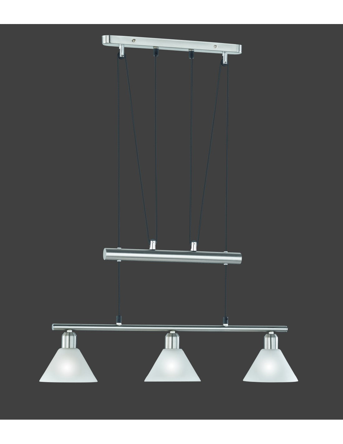 Suspension 3 lumières haut et bas Stamina Nickel L66 cm Trio Lighting