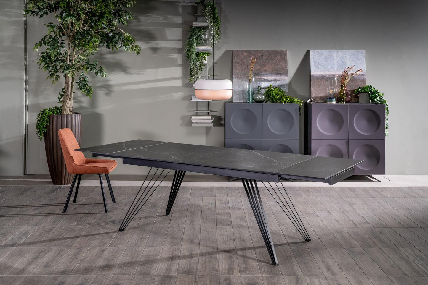 Table extensible noir mat 90 cm x 160-240 cm H. 76 cm