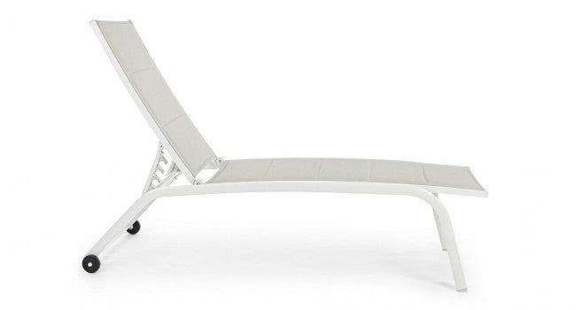 Bain de soleil haut en aluminium blanc avec roulettes Cléopas