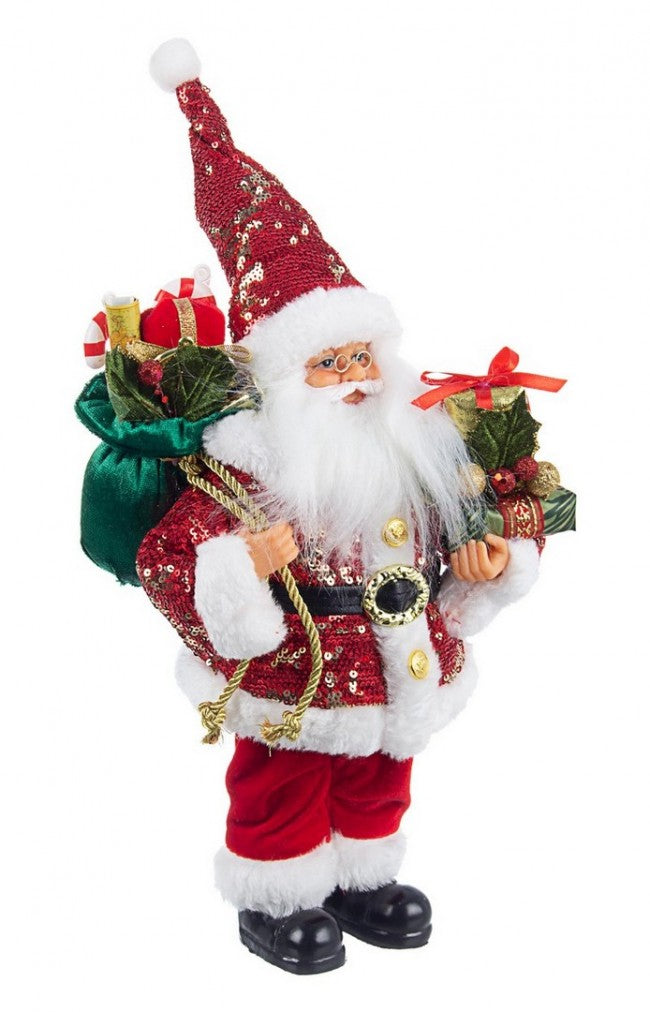 4x Support à Paillettes Père Noël Rouge S