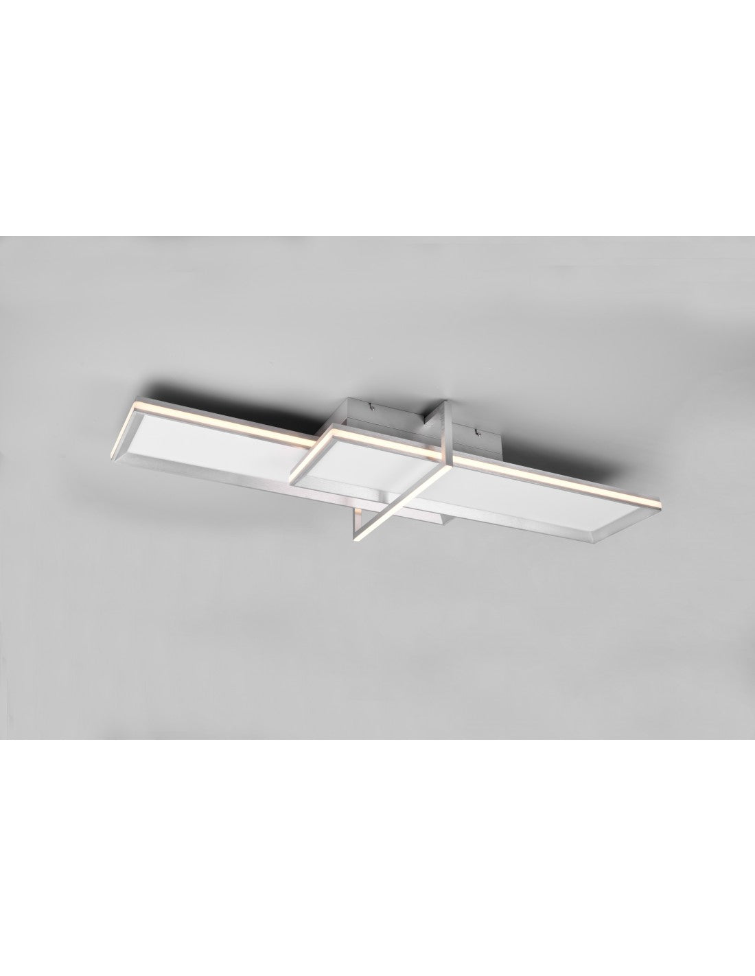 Plafonnier 2 Rectangles LED Variateur Charleston Aluminium Trio Lighting