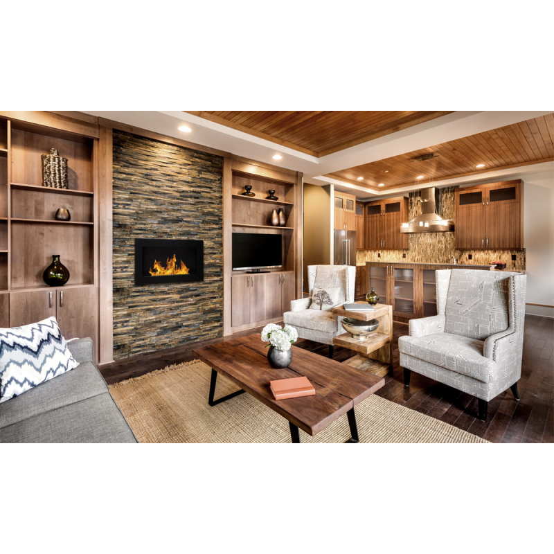 Cheminée bioéthanol murale ou encastrable Pisa Nero L 65 x P 12 x H 40