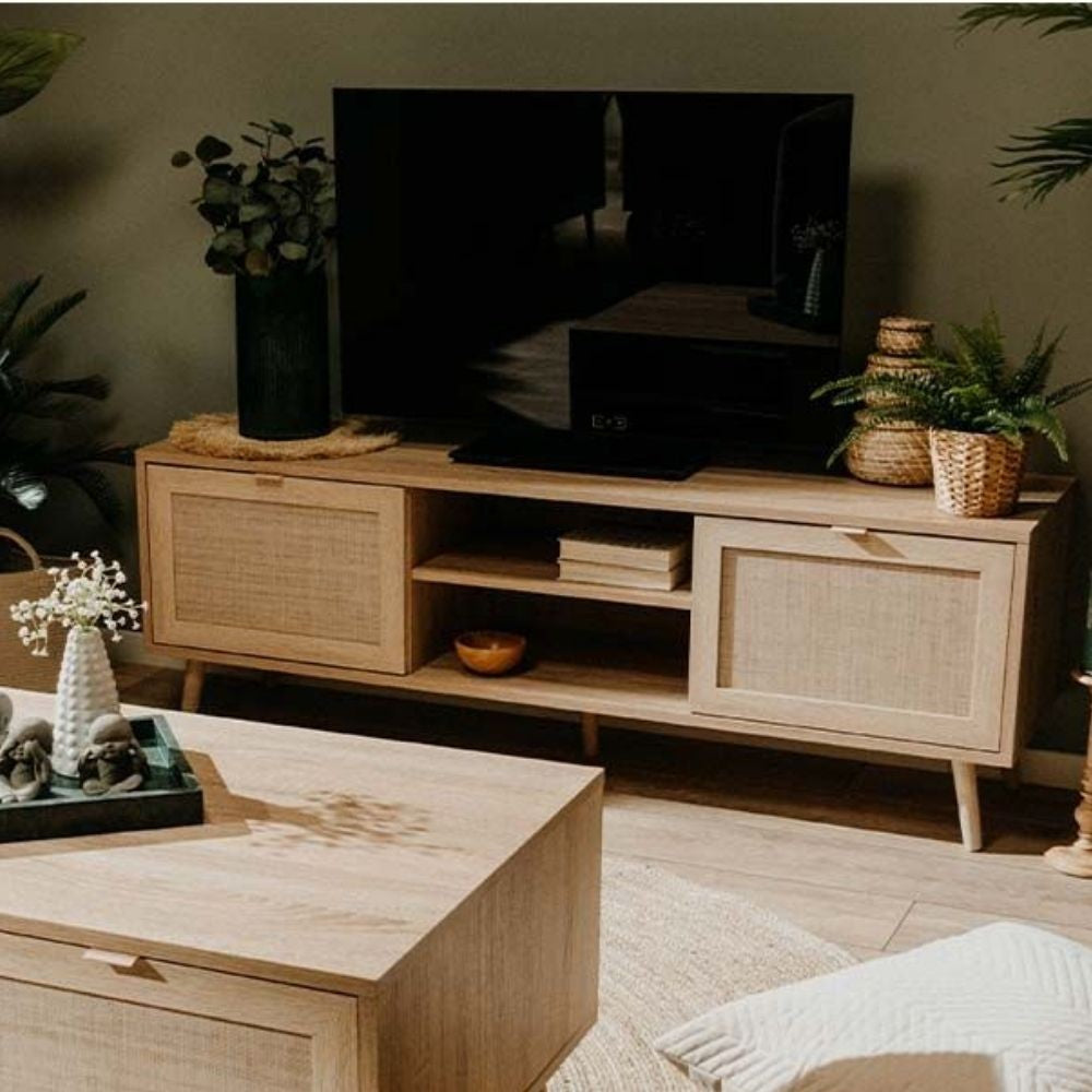 Meuble TV Bali 56A avec 2 portes effet osier