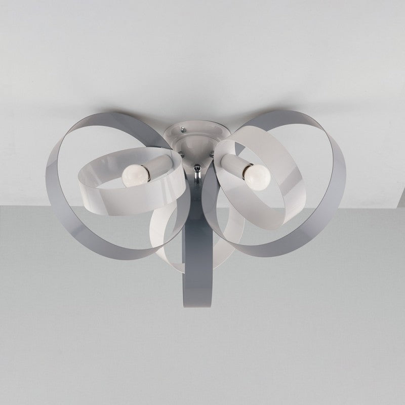 Plafonnier moderne en fer à trois lumières Blanc Gris trois lumières 44x h26 cm